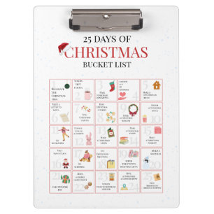 25 Tage Weihnachten Bucket List Kunst Klemmbrett