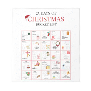 25 Tage Weihnachten Bucket List Kunst Notizblock