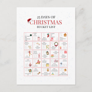 25 Tage Weihnachten Bucket List Kunst Postkarte