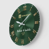25 th Anniversary Emerald Green Luxury Wedding Ann Große Wanduhr (Winkel)