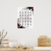 25 Tisch-Burgund-Floral-Fall-Sitzkarten Poster (Küche)