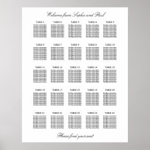 25 Tisch Eleganter Minimalistischer Sitzplan Poster