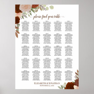 25 Tisch Herbstrosen Boho Hochzeit Sitzordnung Poster