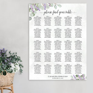 25-Tisch-Hochzeits-Sitzplan Lavendel Eukalyptus Poster