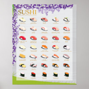 25 TRADITIONELLE SUSHI, GLYZINIEN, 16"" Plakat X20