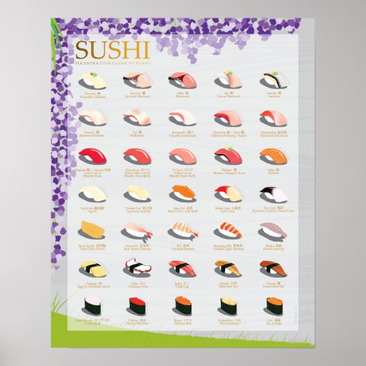 25 TRADITIONELLE SUSHI, WISTERIA, 16"X20" Poster (Vorne)