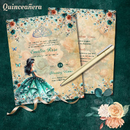 25 Türkis Green Quinceanera Dress Floral Budget Flyer