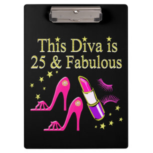 25 UND FABULOUS DAZZLING DIVA DESIGN KLEMMBRETT