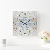 25. Wedding Anniversary Marble Pattern Quadratische Wanduhr (Zuhause)