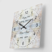 25. Wedding Anniversary Marble Pattern Quadratische Wanduhr (Winkel)