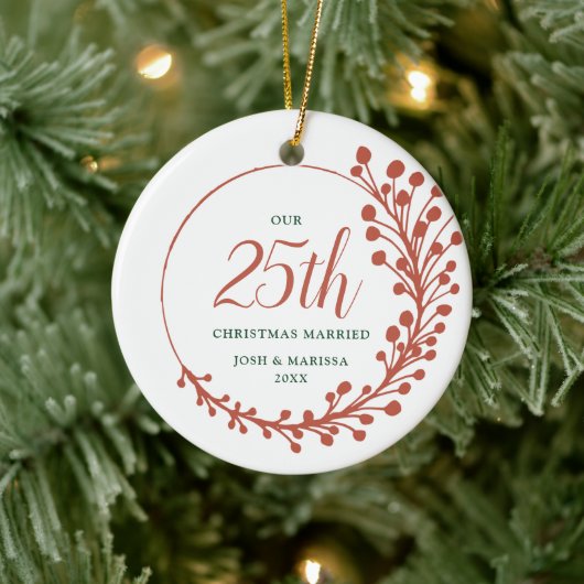 25. Weihnachten Verheirateter Personalisierter Hec Keramik Ornament (Baum)