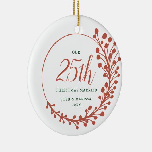 25. Weihnachten Verheirateter Personalisierter Hec Keramik Ornament (Rechts)