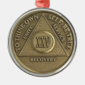 25 Year Sober Anniversary Medallion | Recovery Ornament Aus Metall (Vorne)
