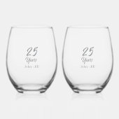 25 Years Wedding Anniversary with Names Weinglas Ohne Stiel (Vorderseite)