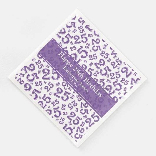 25. Zufällige Zahlenmuster Lila/weiß Serviette (Ecke)