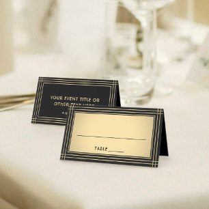25er Pack Elegante klassische schwarze und goldene Platzkarte