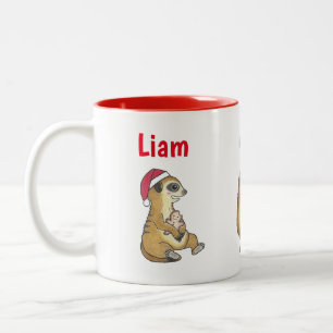 '25er. Süße 4 Erdmännchen Weihnachts-Feiertags-Tas Zweifarbige Tasse