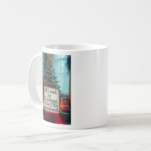 25th Amendment Christmas Mug with Festive Tree Kaffeetasse (Vorderseite Links)