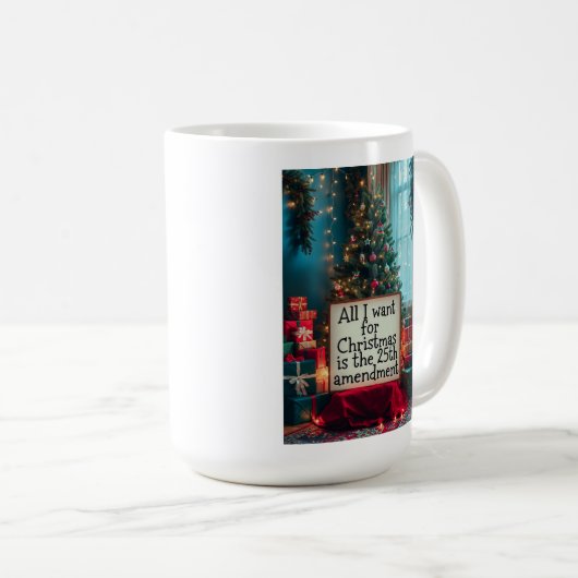25th Amendment Christmas Mug with Festive Tree Kaffeetasse (VorderseiteRechts)