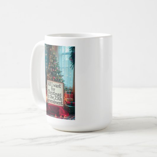 25th Amendment Christmas Mug with Festive Tree Kaffeetasse (Vorderseite Links)