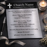 25th Anniversary Black Silver Church Invitation Flyer<br><div class="desc">Celebrate your church's 25th anniversary with these elegant black and silver invitation flyers—featuring a metallic silver Cross and beautiful background—add your church's custom details (and logo). DM us if you need assistance with this design.</div>