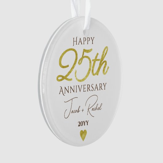 25th Anniversary Faux Gold Custom Wedding Ornament (Vorderseite)