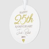25th Anniversary Faux Gold Custom Wedding Ornament (Vorderseite)