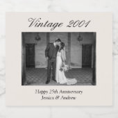 25th Anniversary Gift Personalized Wedding Photo Schaumweinetikett (Einzelnes Label)