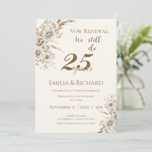 25th anniversary invitation einladung (Stehend Vorderseite)