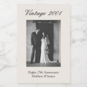 25th Anniversary Party Favor Custom Wedding Photo Weinetikett (Einzelnes Label)