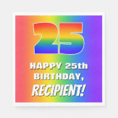 25th Birthday: Colorful, Fun Rainbow Pattern # 25 Serviette (Vorderseite)
