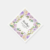25th Birthday Party Purple Rose Floral Monogram Serviette (Ecke)