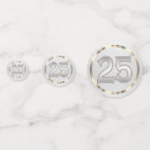 25th Black and White Glitter Konfetti (Vorderseiten)