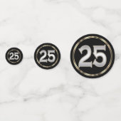 25th Black and White Glitter Konfetti (Rückseiten)