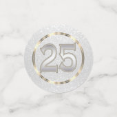 25th Black and White Glitter Konfetti (Klein Vorderseite)