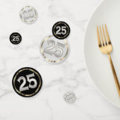 25th Black and White Glitter Konfetti (Gruppe)
