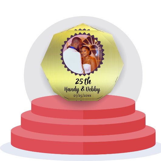 25th Gold Black Anniversary Gift Keepsake Fotoblock