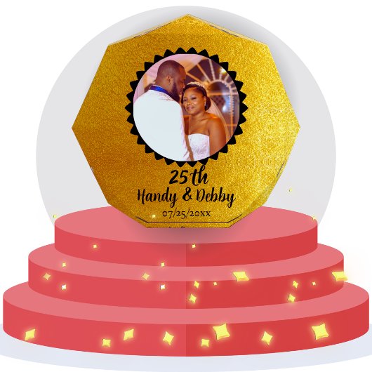 25th Gold Black Anniversary Gift Keepsake Fotoblock