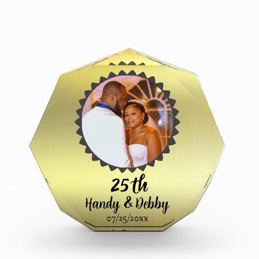 25th Gold Black Anniversary Gift Keepsake Fotoblock (Vorderseite)