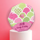 25th Modern Floral Pink Anniversary Photo Block 
