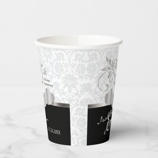 25th Silver and White Wedding Anniversary Pappbecher (Links)