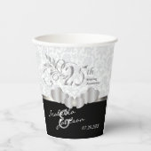 25th Silver and White Wedding Anniversary Pappbecher (Vorderseite)