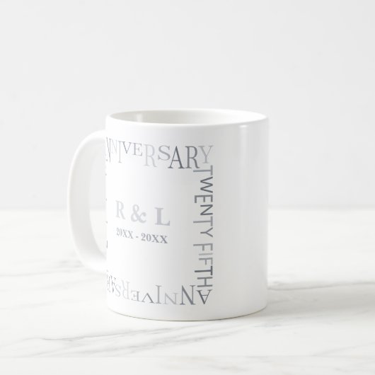 25th Silver Wedding Anniversary Gift Kaffeetasse (Vorderseite Links)