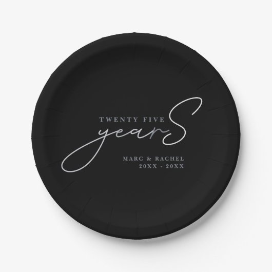 25th Silver Wedding Anniversary Paper Plate Pappteller (Vorderseite)