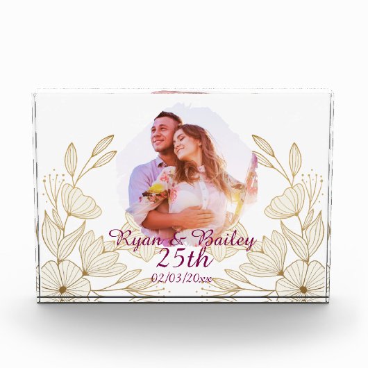 25th Spring Flowers Wedding Anniversary Design Fotoblock (Vorderseite)