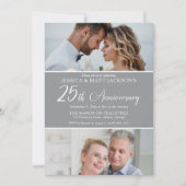 25th Wedding Anniversary Celebration Then and Now Einladung (Vorderseite)