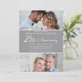25th Wedding Anniversary Celebration Then and Now Einladung (Stehend Vorderseite)