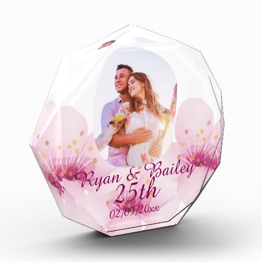 25th Wedding Anniversary Cherry Blossom Design Fotoblock (Links)