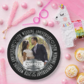 25th Wedding Anniversary Foto Black SIlver Tone Pappteller (Party)