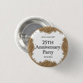 25th Wedding Anniversary Gold Faux Glitter  Button (Vorne & Hinten)